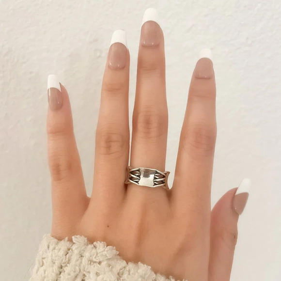 925 Sterling Silver Criss Cross Ring Geometric Ring Minimalist Ring Band - Picture 3 of 11